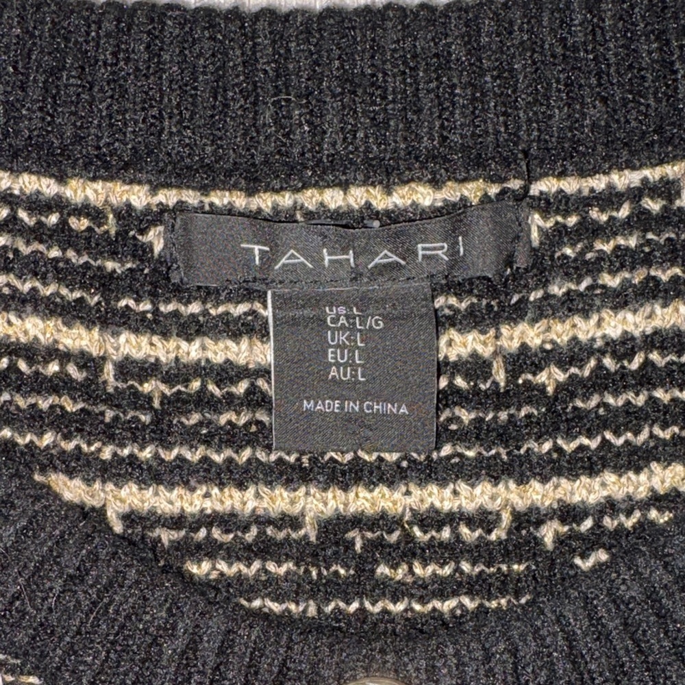 Tahari Women’s Black and Nude Long Sleeve Knit Dress Work Wear Size L - Picture 3 of 3